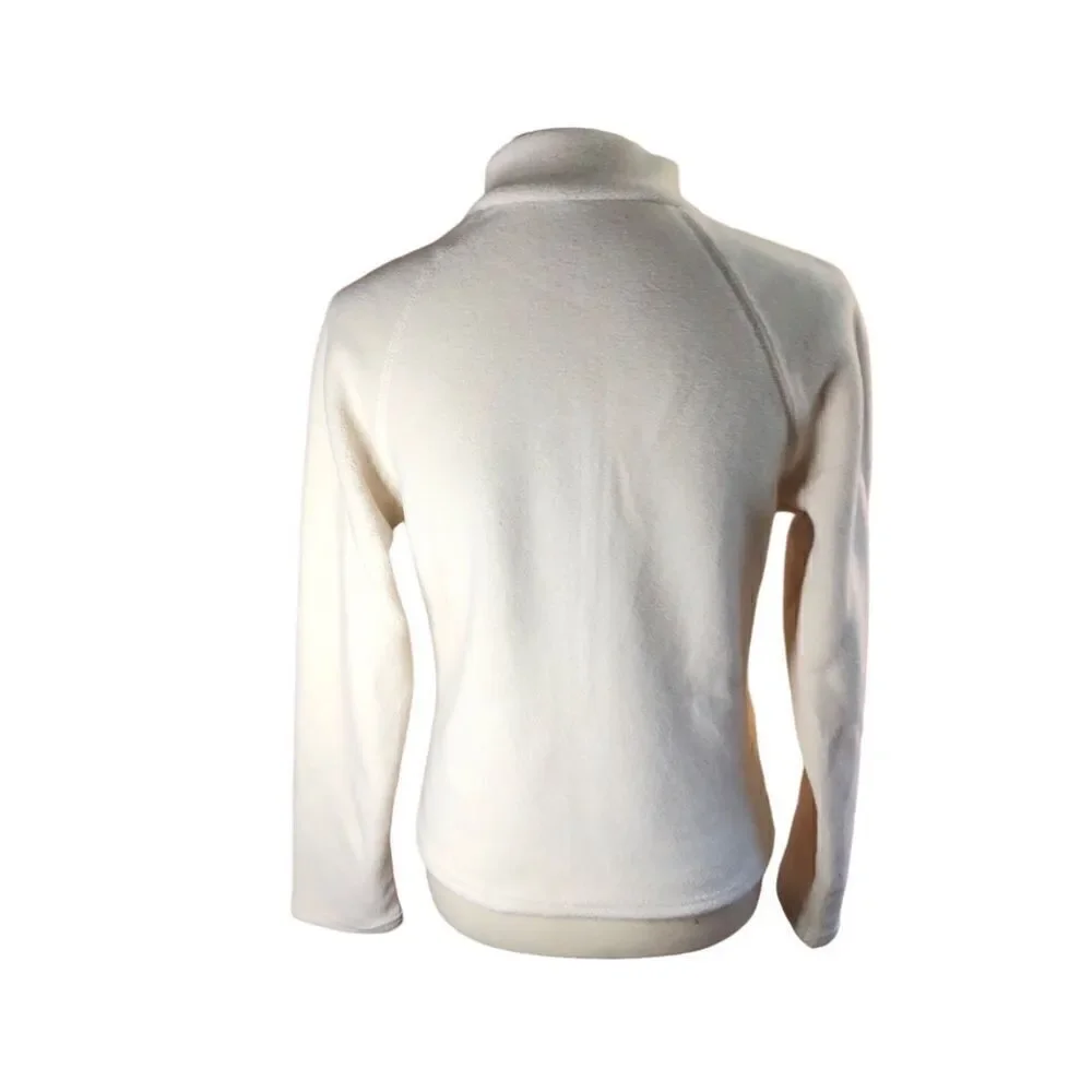 SHEIN EZwear Solid Cream Color Long Sleeve Stand Collar Full Zip Fleece Jacket S